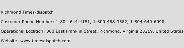 Richmond Times-dispatch Phone Number Customer Service