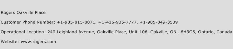 Rogers Oakville Place Phone Number Customer Service
