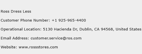 Ross Dress Less Phone Number Customer Service