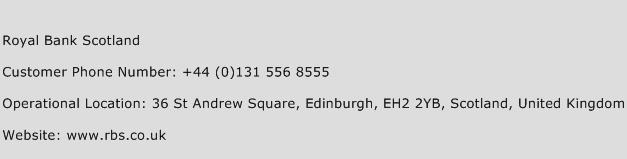 Royal Bank Scotland Phone Number Customer Service