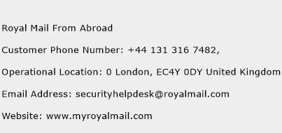 Royal Mail From Abroad Phone Number Customer Service