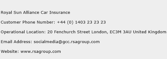 Royal Sun Alliance Car Insurance Phone Number Customer Service