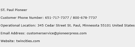 ST. Paul Pioneer Phone Number Customer Service