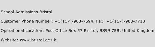 School Admissions Bristol Phone Number Customer Service