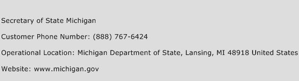 Secretary of State Michigan Phone Number Customer Service