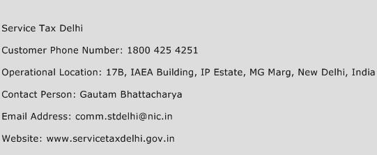 Service Tax Delhi Phone Number Customer Service