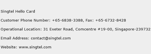 Singtel Hello Card Phone Number Customer Service