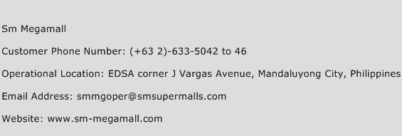 Sm Megamall Phone Number Customer Service