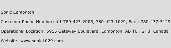 Sonic Edmonton Phone Number Customer Service