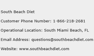 South Beach Diet Phone Number Customer Service