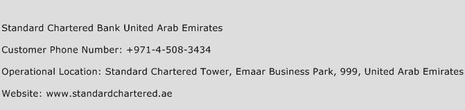 Standard Chartered Bank United Arab Emirates Phone Number Customer Service