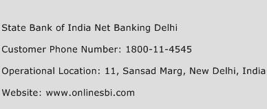 State Bank of India Net Banking Delhi Phone Number Customer Service