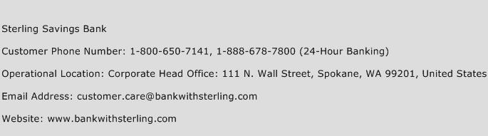 Sterling Savings Bank Phone Number Customer Service
