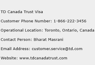 TD Canada Trust Visa Phone Number Customer Service