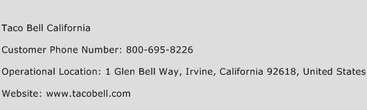Taco Bell California Phone Number Customer Service