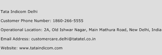 Tata Indicom Delhi Phone Number Customer Service