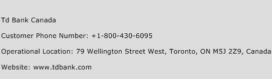 Td Bank Canada Phone Number Customer Service