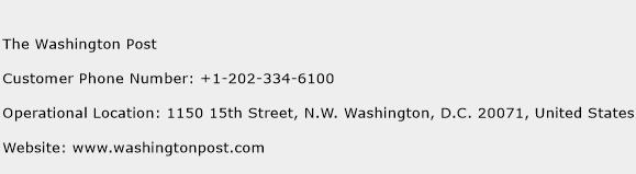 The Washington Post Phone Number Customer Service