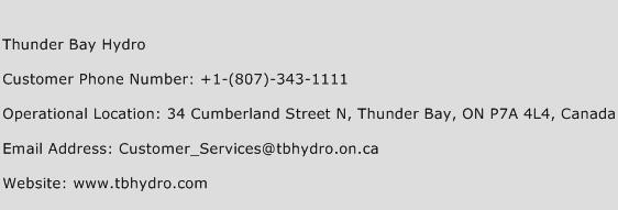 Thunder Bay Hydro Phone Number Customer Service