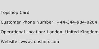 Topshop Card Phone Number Customer Service