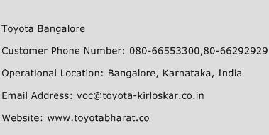 Toyota Bangalore Phone Number Customer Service