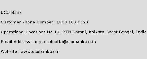 UCO Bank Phone Number Customer Service