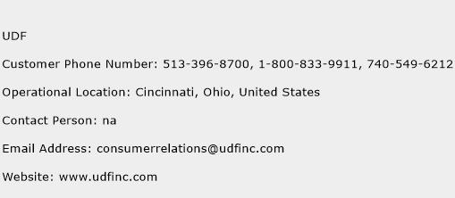 UDF Phone Number Customer Service
