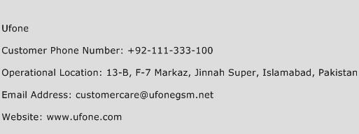 UFONE Phone Number Customer Service