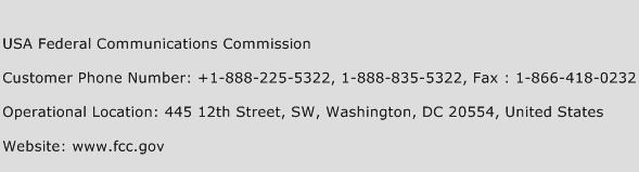 USA Federal Communications Commission Phone Number Customer Service