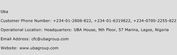 Uba Phone Number Customer Service