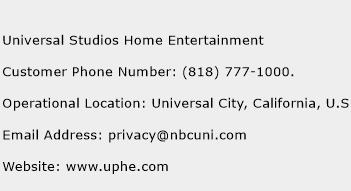 Universal Studios Home Entertainment Phone Number Customer Service