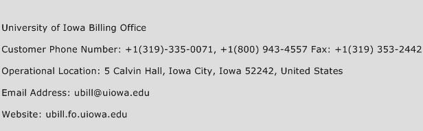 University Of Iowa Billing Office Phone Number Customer Service