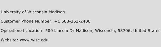 University of Wisconsin Madison Phone Number Customer Service