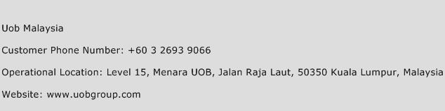 Uob Malaysia Phone Number Customer Service
