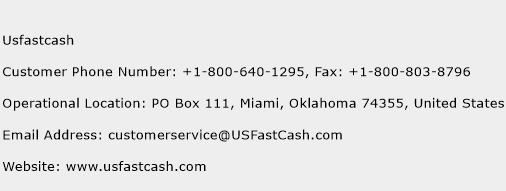 Usfastcash Phone Number Customer Service