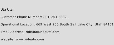 Uta Utah Phone Number Customer Service