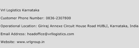 VRL Logistics Karnataka Phone Number Customer Service
