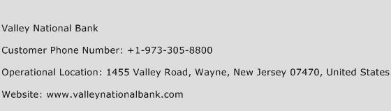 Valley National Bank Phone Number Customer Service