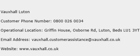 Vauxhall Luton Phone Number Customer Service