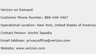 Verizon on Demand Phone Number Customer Service