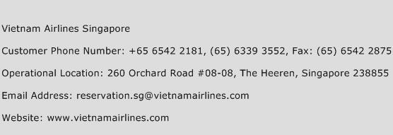 Vietnam Airlines Singapore Phone Number Customer Service