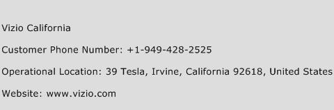 Vizio California Phone Number Customer Service