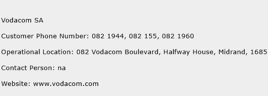 Vodacom SA Phone Number Customer Service