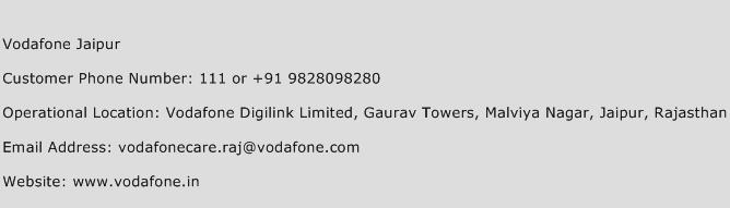 Vodafone Jaipur Phone Number Customer Service
