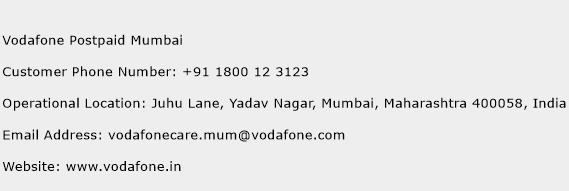 Vodafone Postpaid Mumbai Phone Number Customer Service