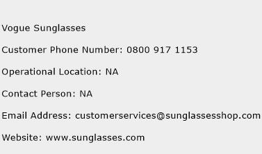 Vogue Sunglasses Phone Number Customer Service