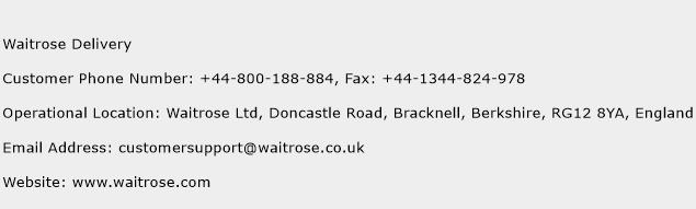 Waitrose Delivery Phone Number Customer Service