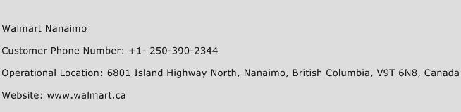 Walmart Nanaimo Phone Number Customer Service