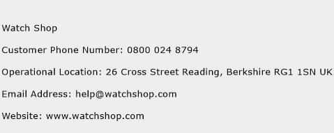 Watch Shop Phone Number Customer Service