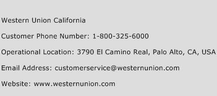 Western Union California Phone Number Customer Service